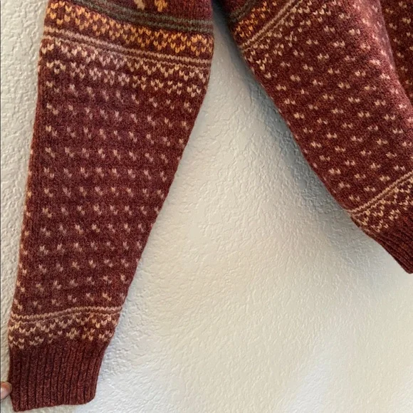L.L.Bean Men Classic Ragg Wool Sweater, Henley, Fair Isle Size Medium - Picture 7 of 10